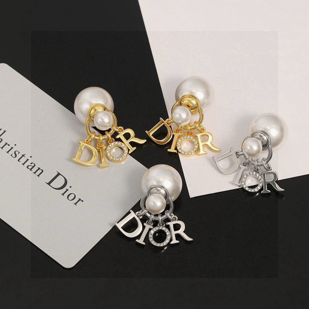 Pearl-Style Motif Statement Earrings in Silver-Tone with Pearl-Style Detail – Design 001 main product view