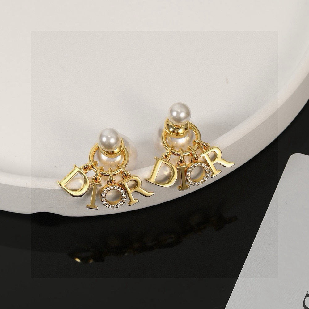 Pearl-Style Motif Statement Earrings in Silver-Tone with Pearl-Style Detail – Design 001 front view
