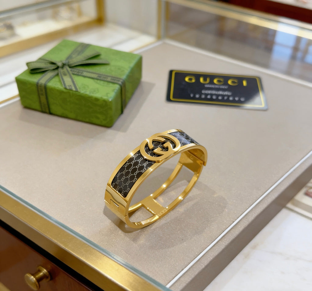 Double-G Emblem Bangle in Polished Metal-Tone – Design 001 main product view