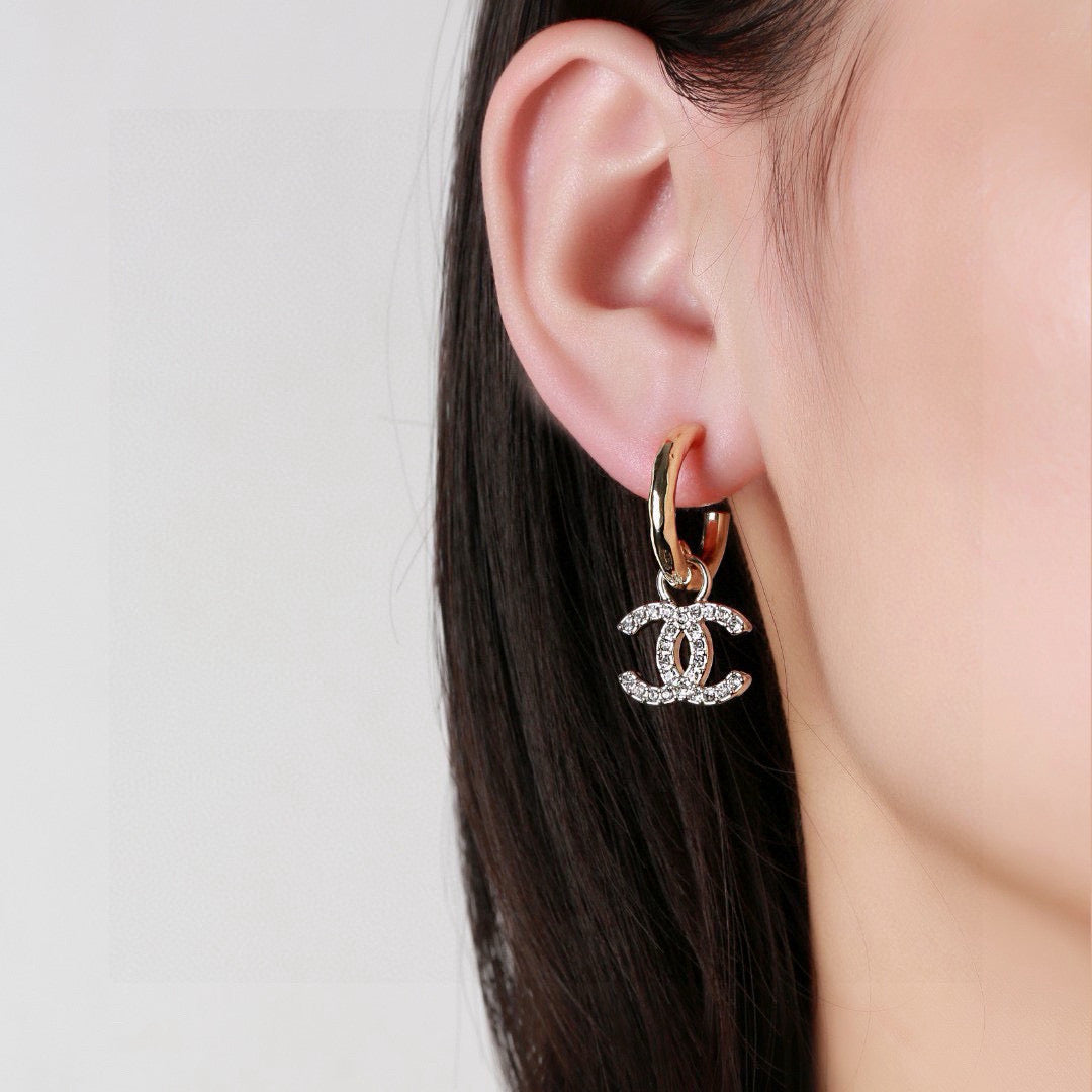 Signature Emblem Statement Earrings in Polished Metal-Tone – Design 009 front product view