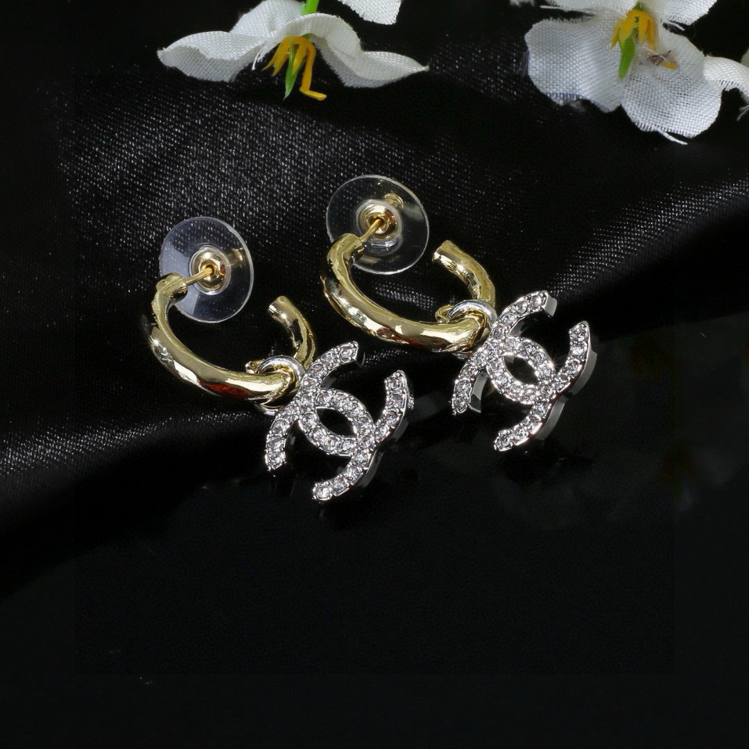 Signature Emblem Statement Earrings in Polished Metal-Tone – Design 009 close-up detail
