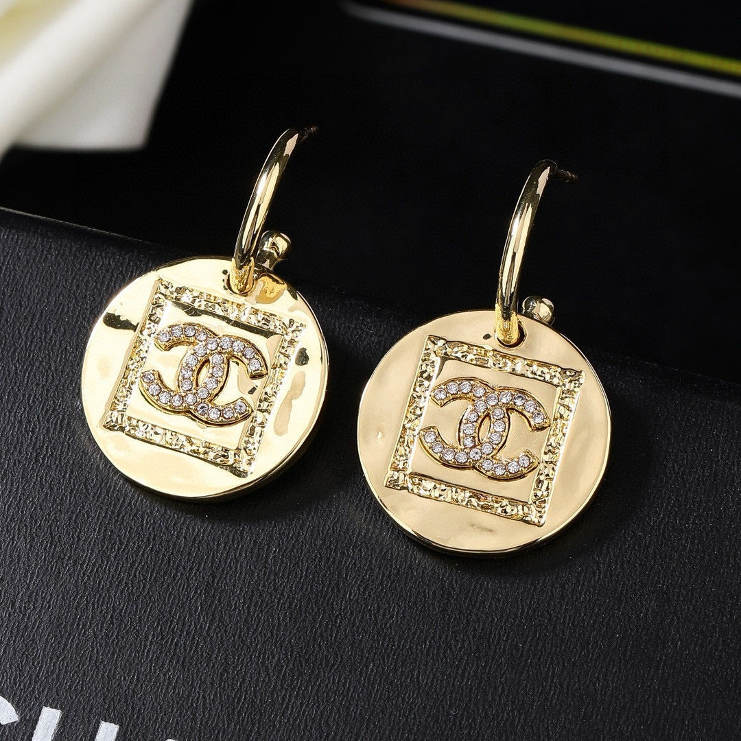 Signature Emblem Statement Earrings in Gold-Tone – Design 004 main product view