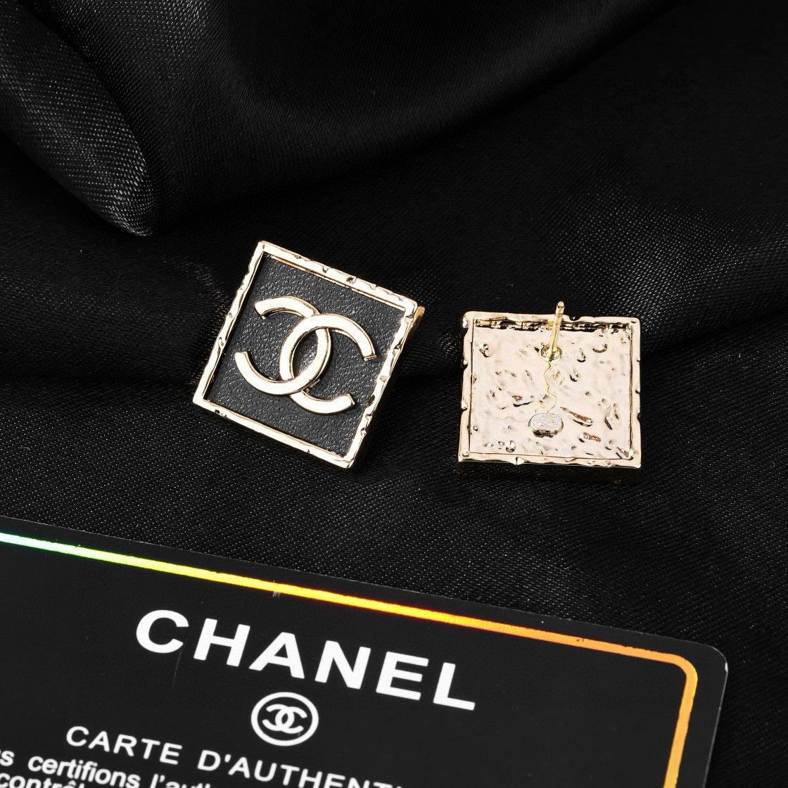 Signature Emblem Statement Earrings in Polished Metal-Tone – Design 008 close-up detail