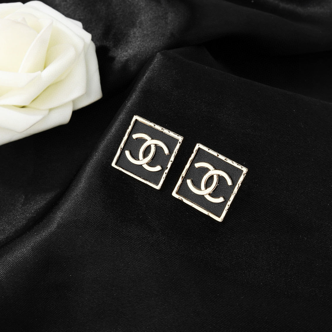 Signature Emblem Statement Earrings in Polished Metal-Tone – Design 008 detail view
