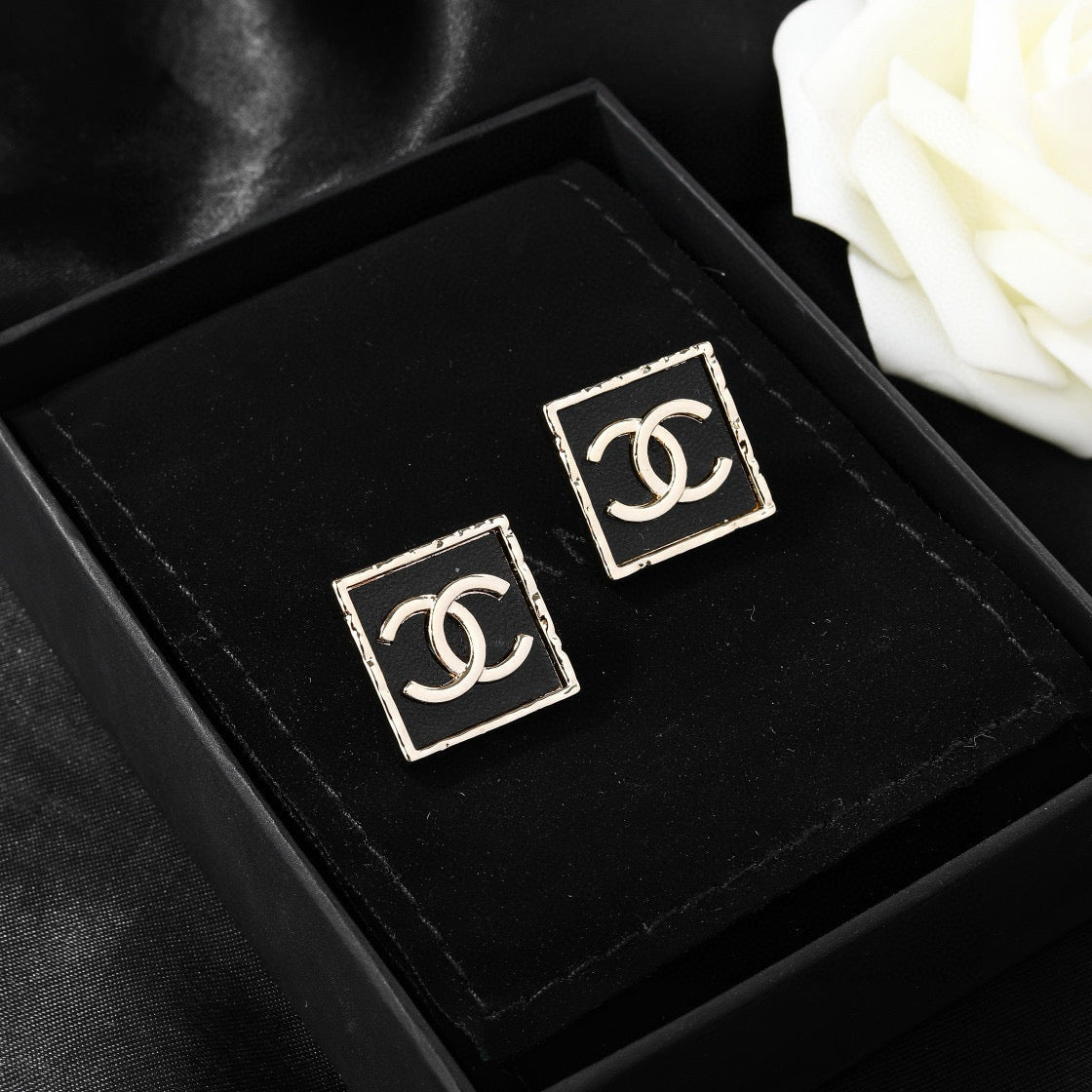 Signature Emblem Statement Earrings in Polished Metal-Tone – Design 008 front product view