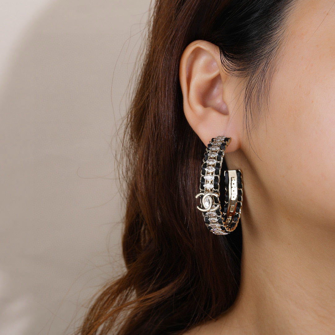 Signature Emblem Statement Earrings in Polished Metal-Tone – Design 007 close-up detail