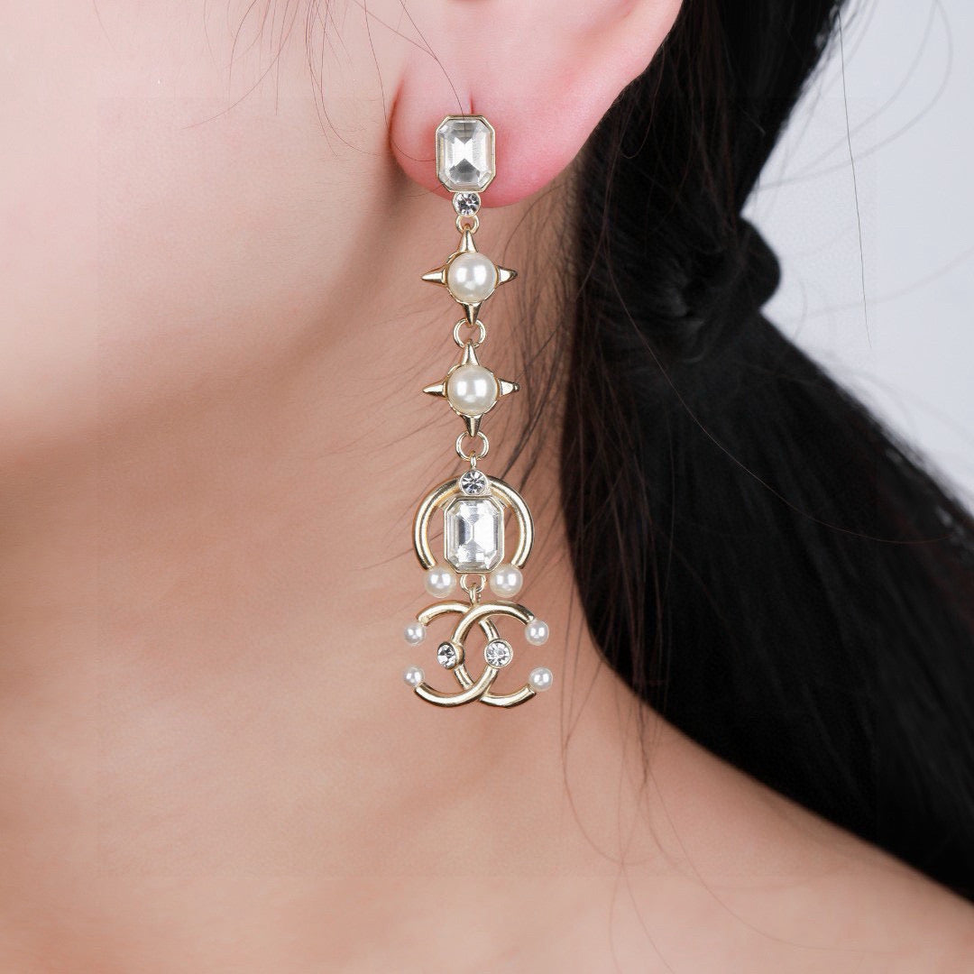 Signature Emblem Statement Earrings in Polished Metal-Tone – Design 006 main product view