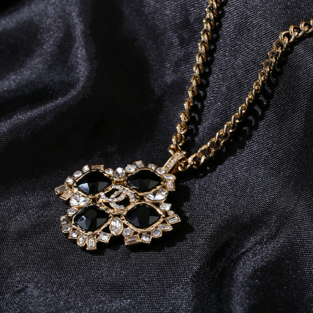 Double-C Emblem Pendant Necklace in Gold-Tone – Design 002 main product view
