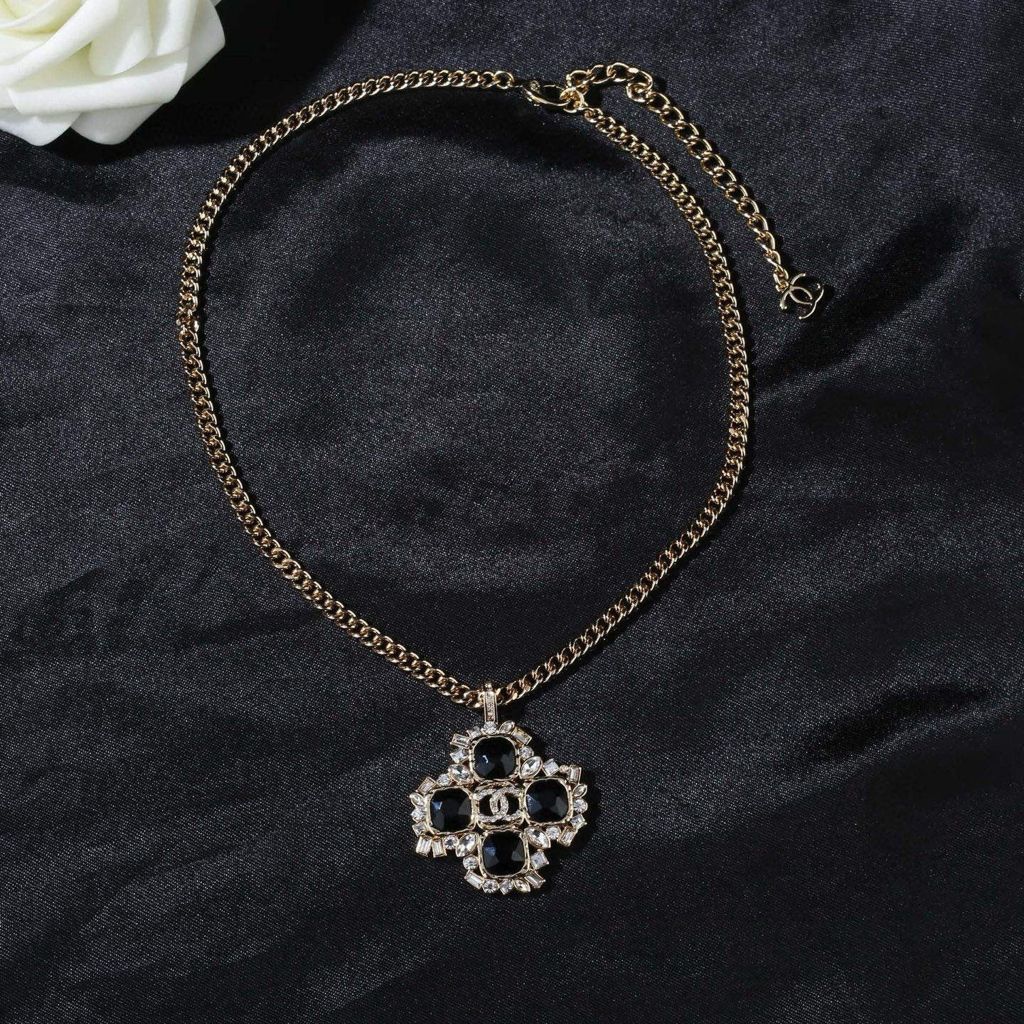 Double-C Emblem Pendant Necklace in Gold-Tone – Design 002 main product view