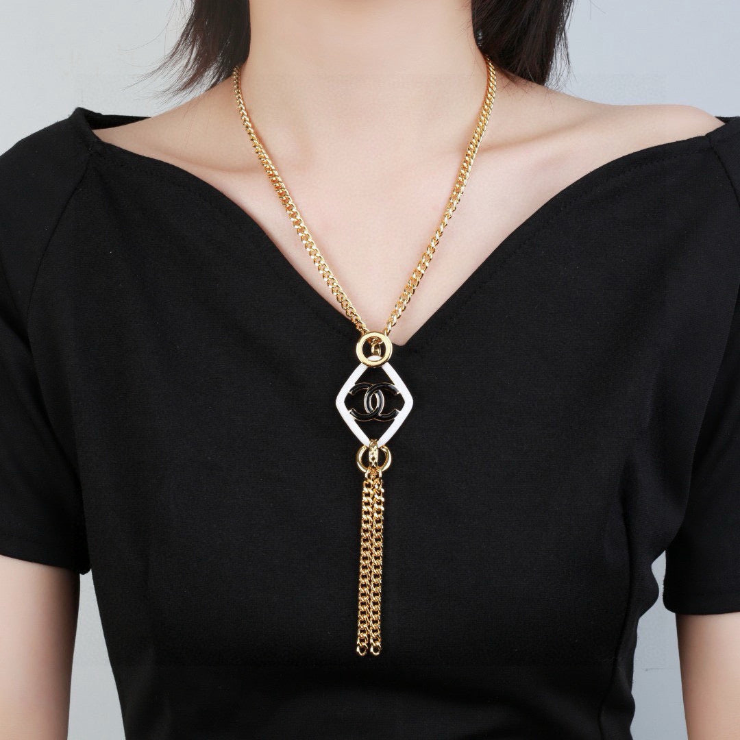 Signature Emblem Pendant Necklace in Polished Metal-Tone – Design 005 main product view