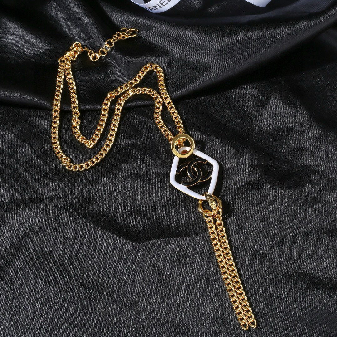 Signature Emblem Pendant Necklace in Polished Metal-Tone – Design 005 front product view
