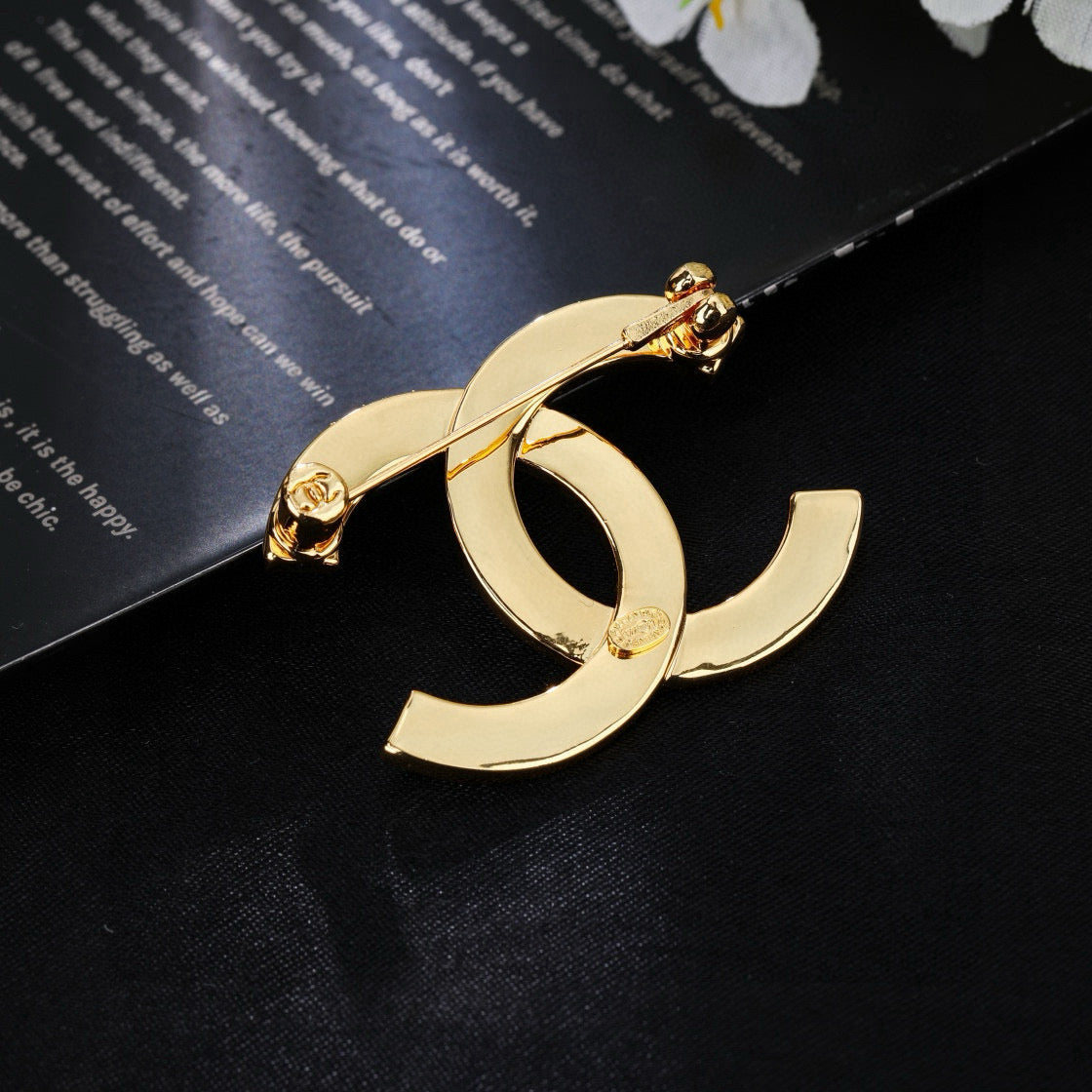 Double-C Emblem Brooch in Polished Metal-Tone – Design 012 main product view