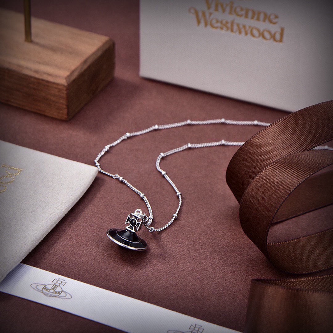 Orb Pendant Necklace in Polished Metal-Tone – Design 043 front product view