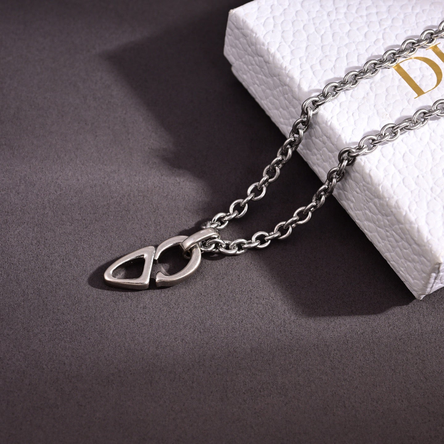 Sculptural Pendant Necklace in Polished Metal-Tone – Design 003 styled view