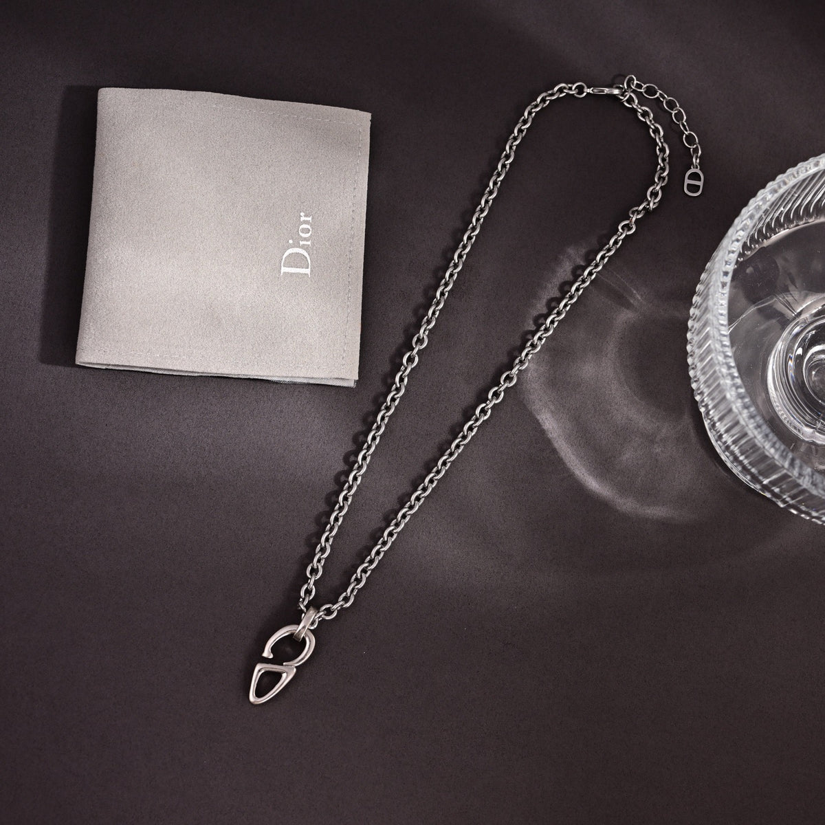 Sculptural Pendant Necklace in Polished Metal-Tone – Design 014 front view
