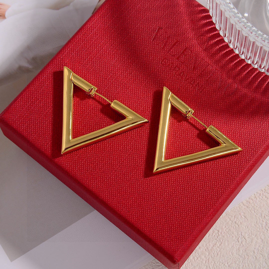 Triangle Stud Earrings in Gold-Tone – Design 01 side detail
