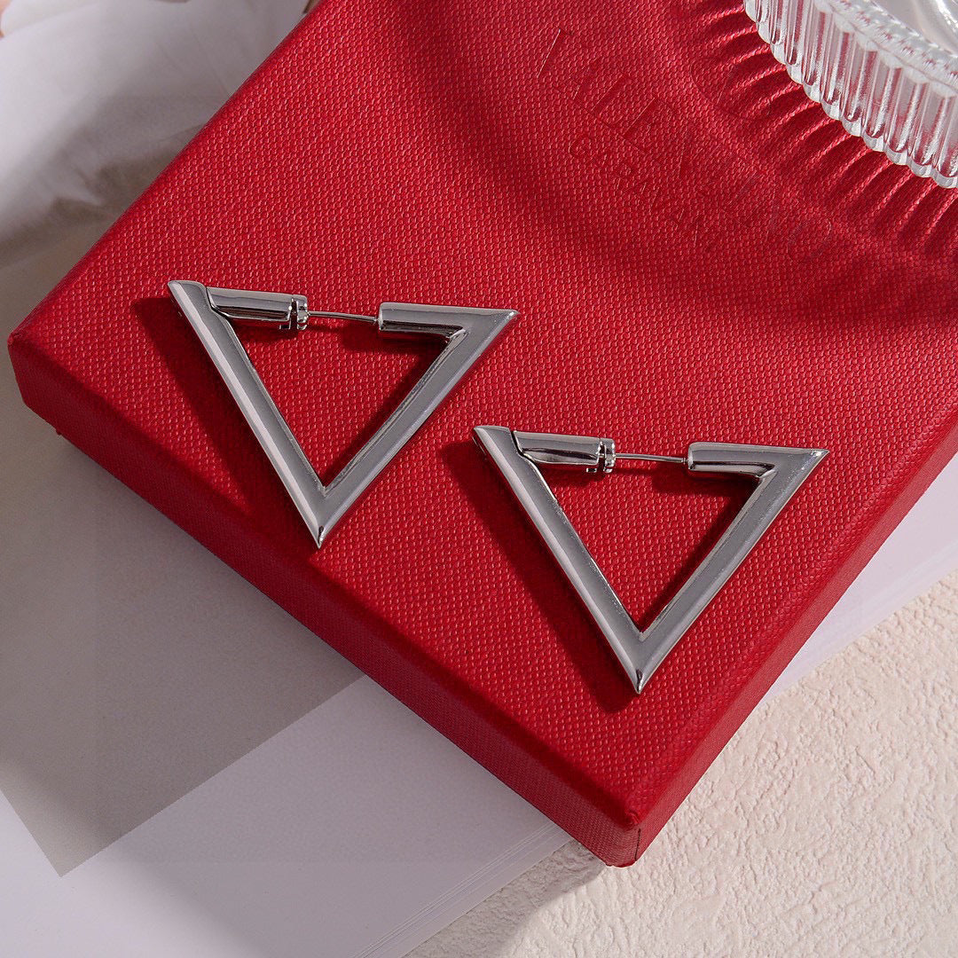 Triangle Stud Earrings in Gold-Tone – Design 01 close-up view