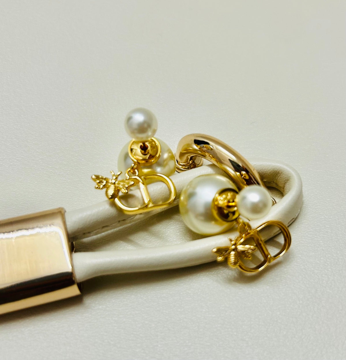 Graphic Letter Motif Statement Earrings in Polished Metal-Tone – Design 005 detail view