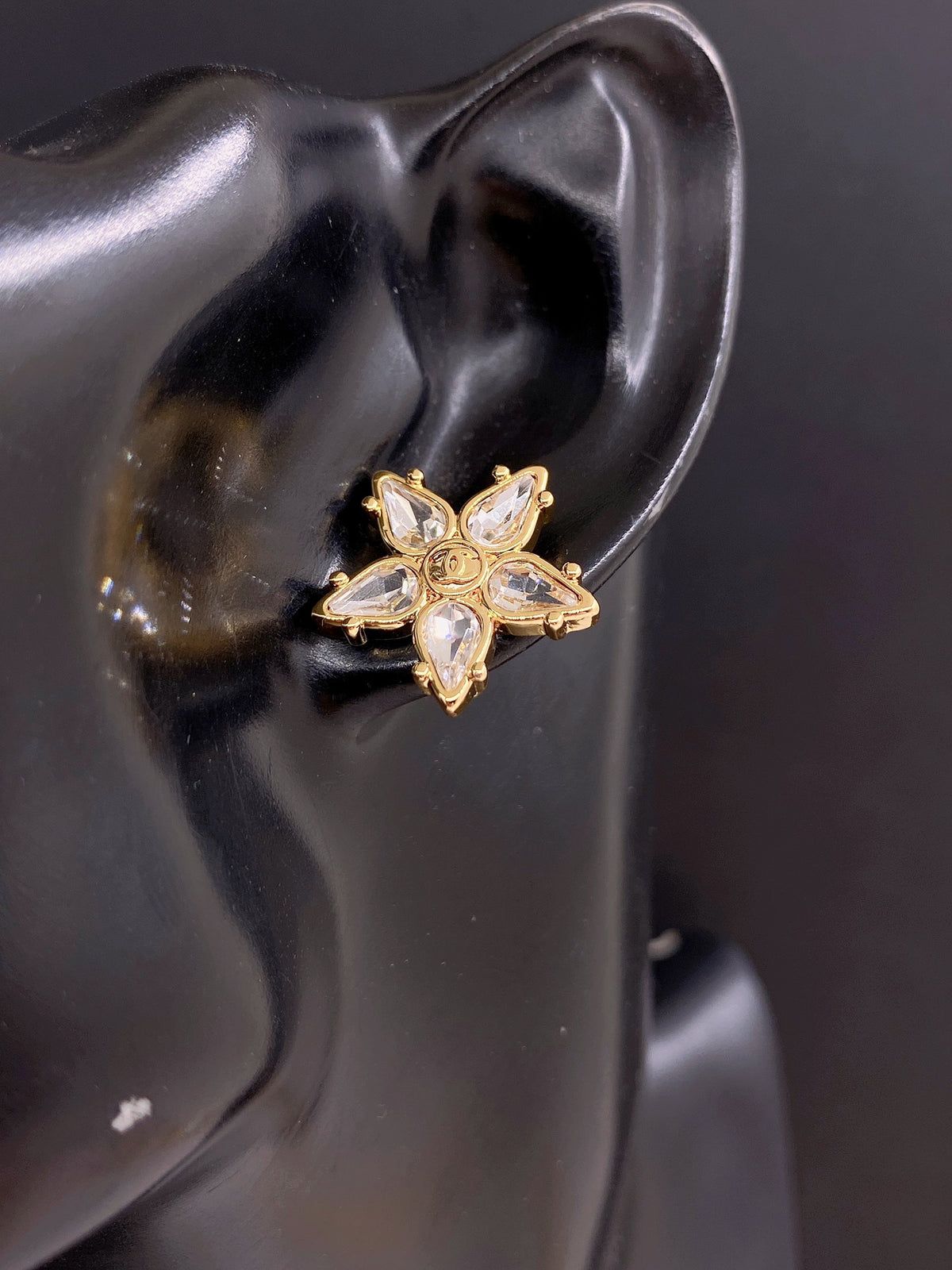 Signature Emblem Crystal-Accent Stud Earrings – Design 003 front product view