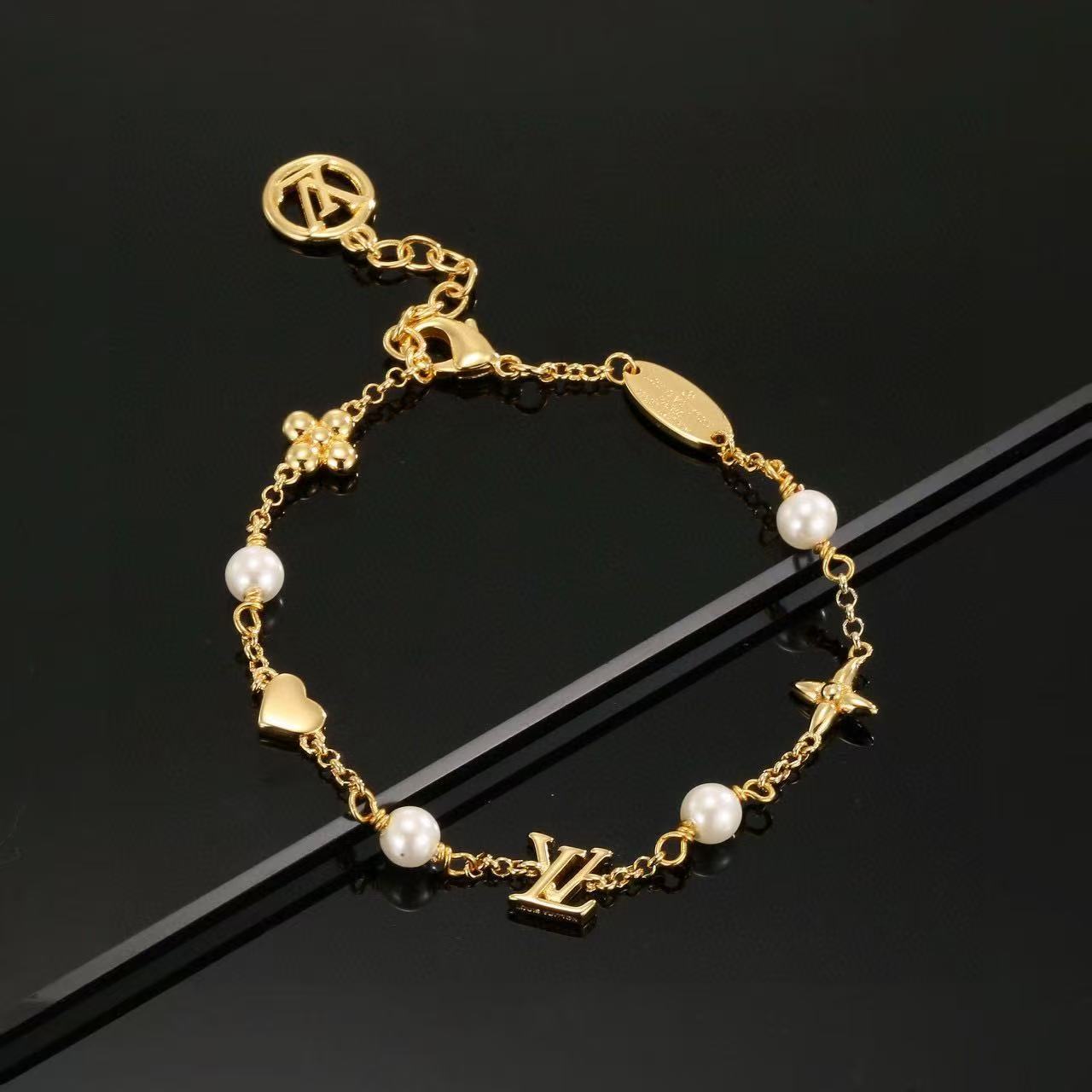 Letter Emblem Bracelet in Polished Metal-Tone – Design 007 main product view