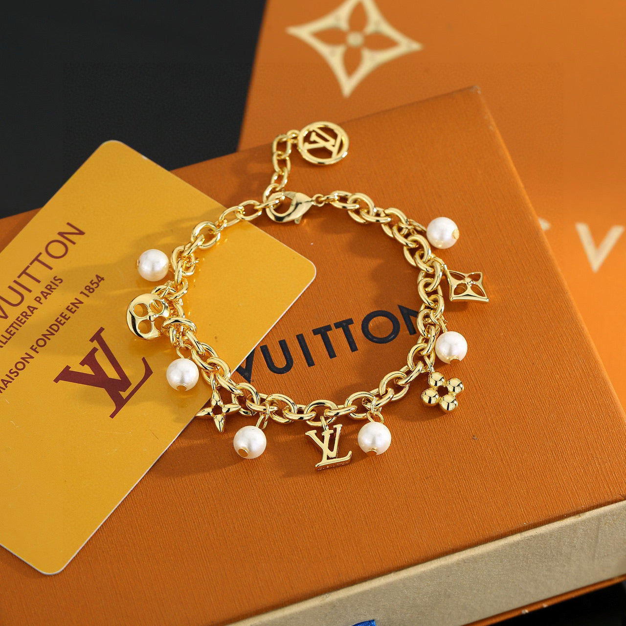 Letter Emblem Bracelet in Polished Metal-Tone – Design 011 main product view