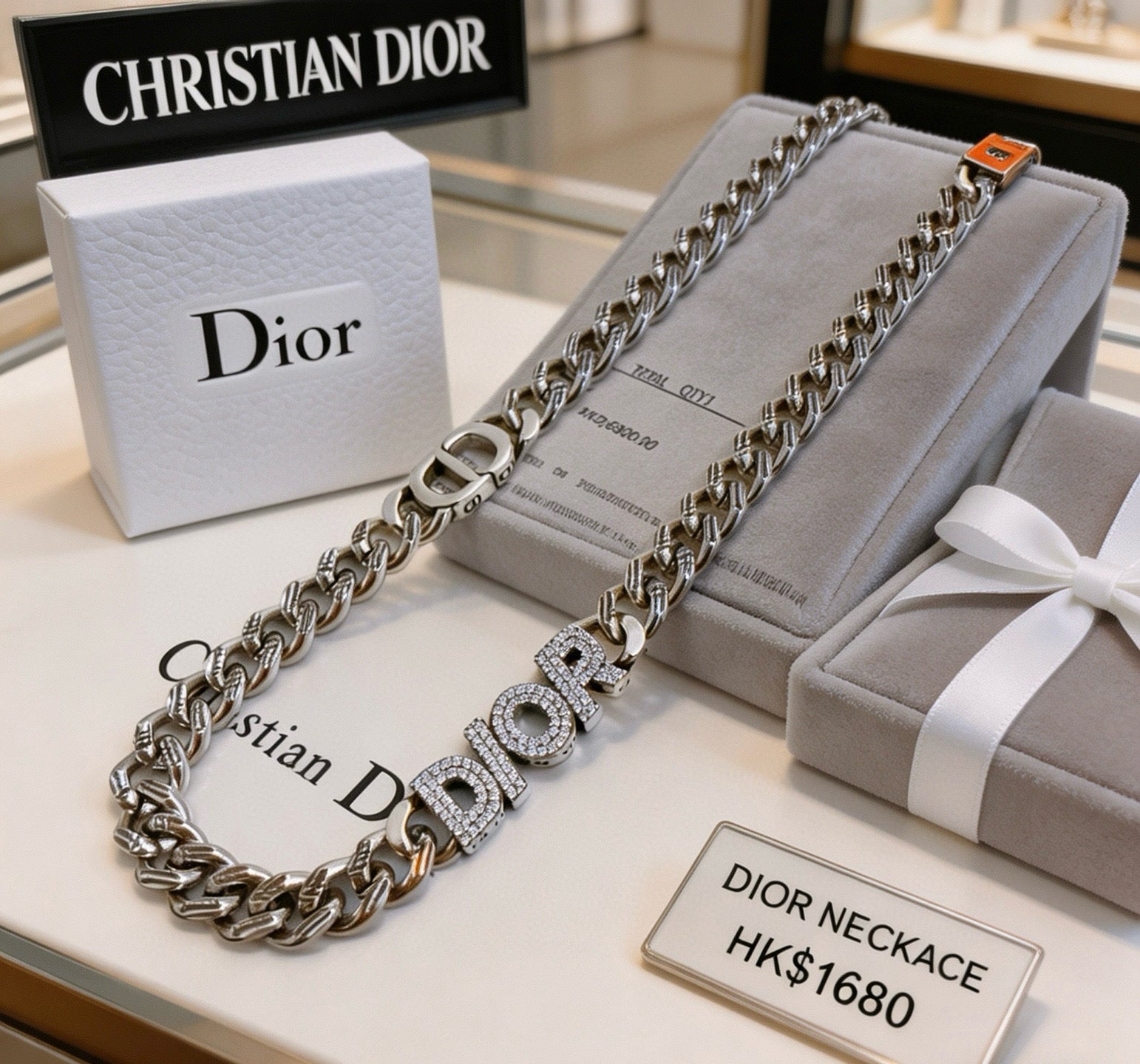 Star Motif Pendant Necklace in Silver-Tone with Chain Detail – Design 006 styled view