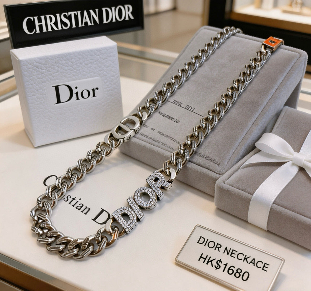 Star Motif Pendant Necklace in Silver-Tone with Chain Detail – Design 006 styled view