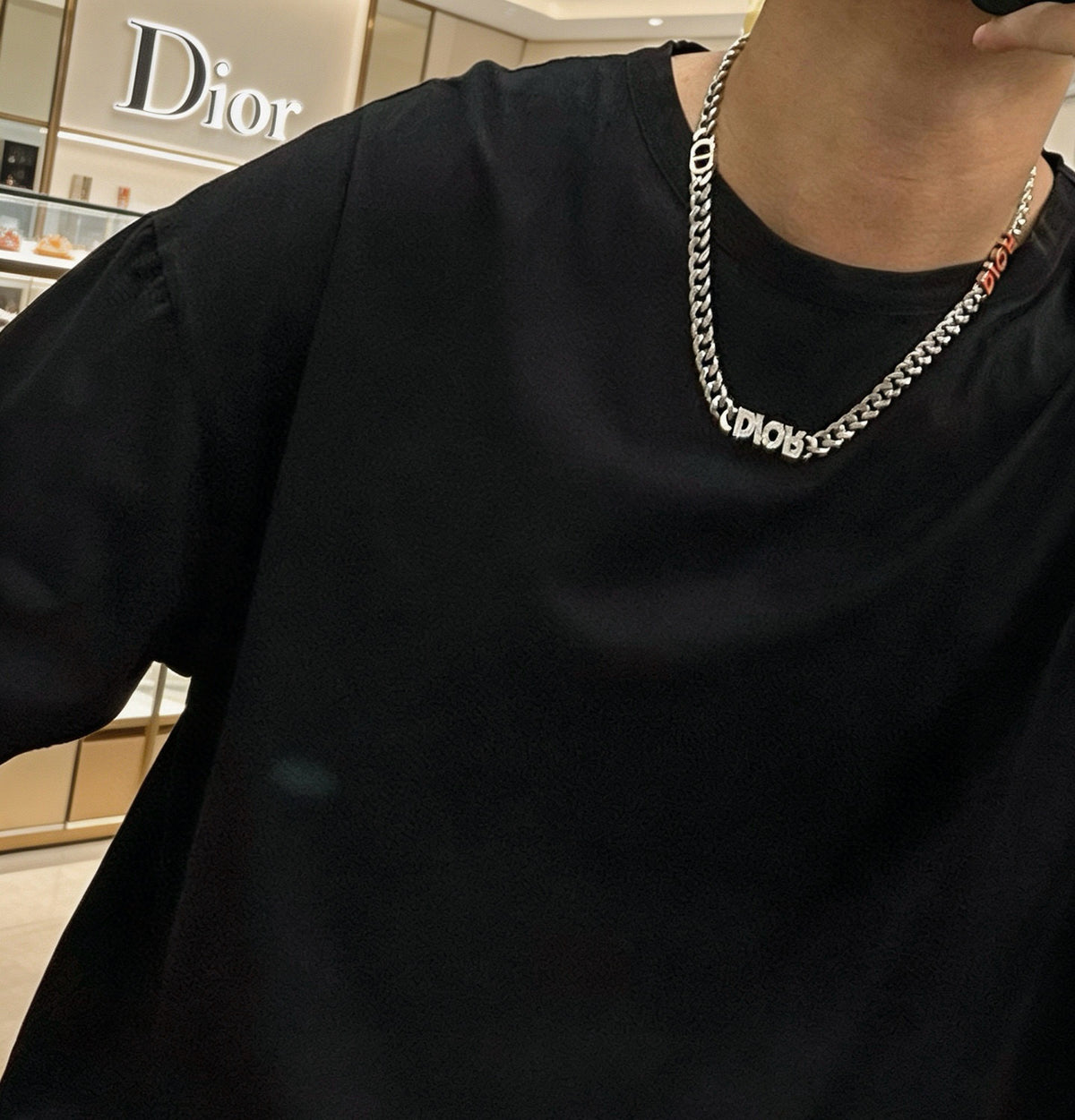 Star Motif Pendant Necklace in Silver-Tone with Chain Detail – Design 006 front view