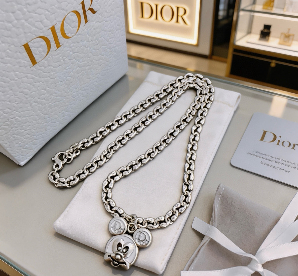Star Motif Pendant Necklace in Silver-Tone with Chain Detail – Design 004 main product view