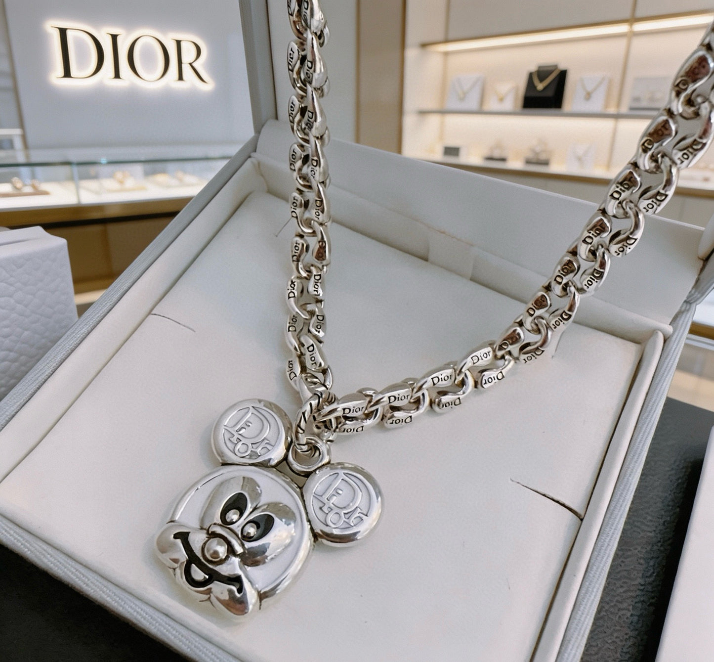 Star Motif Pendant Necklace in Silver-Tone with Chain Detail – Design 004 styled view