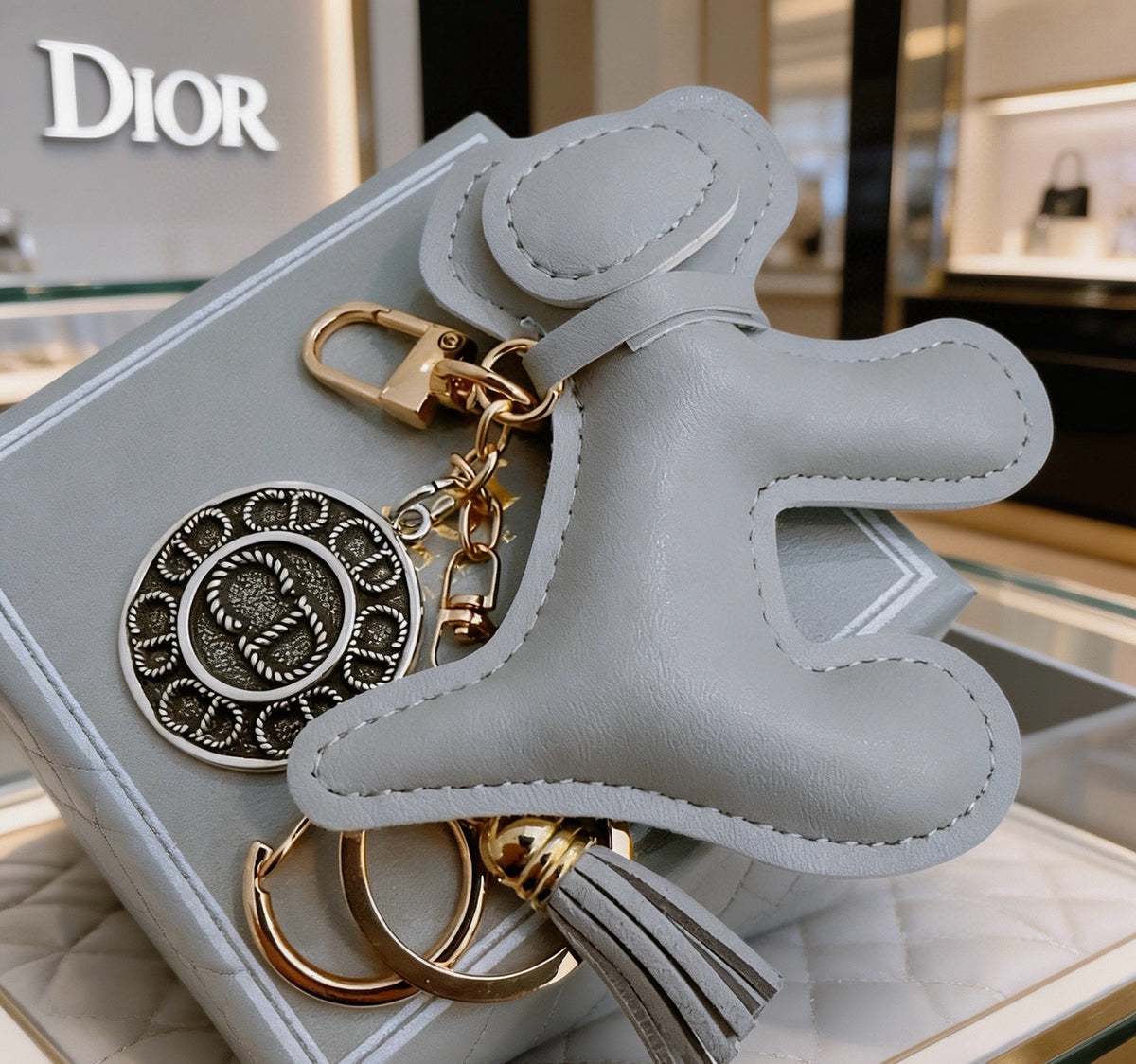 Star Motif Bag Charm in Polished Metal-Tone with Vintage-Style Finish – Design 004 styled view