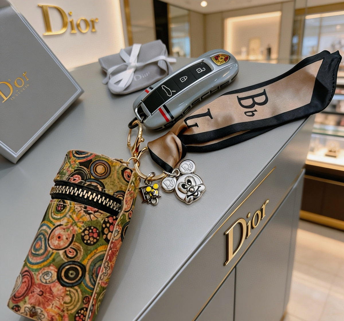 Star Motif Bag Charm in Polished Metal-Tone with Vintage-Style Finish – Design 003 detail view