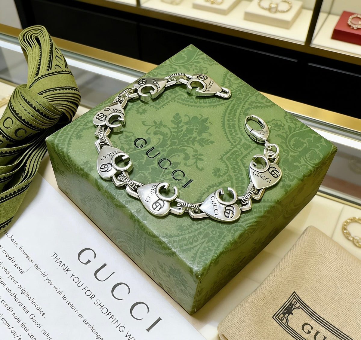 Geometric Emblem Bracelet in Polished Metal-Tone – Design 017 front product view