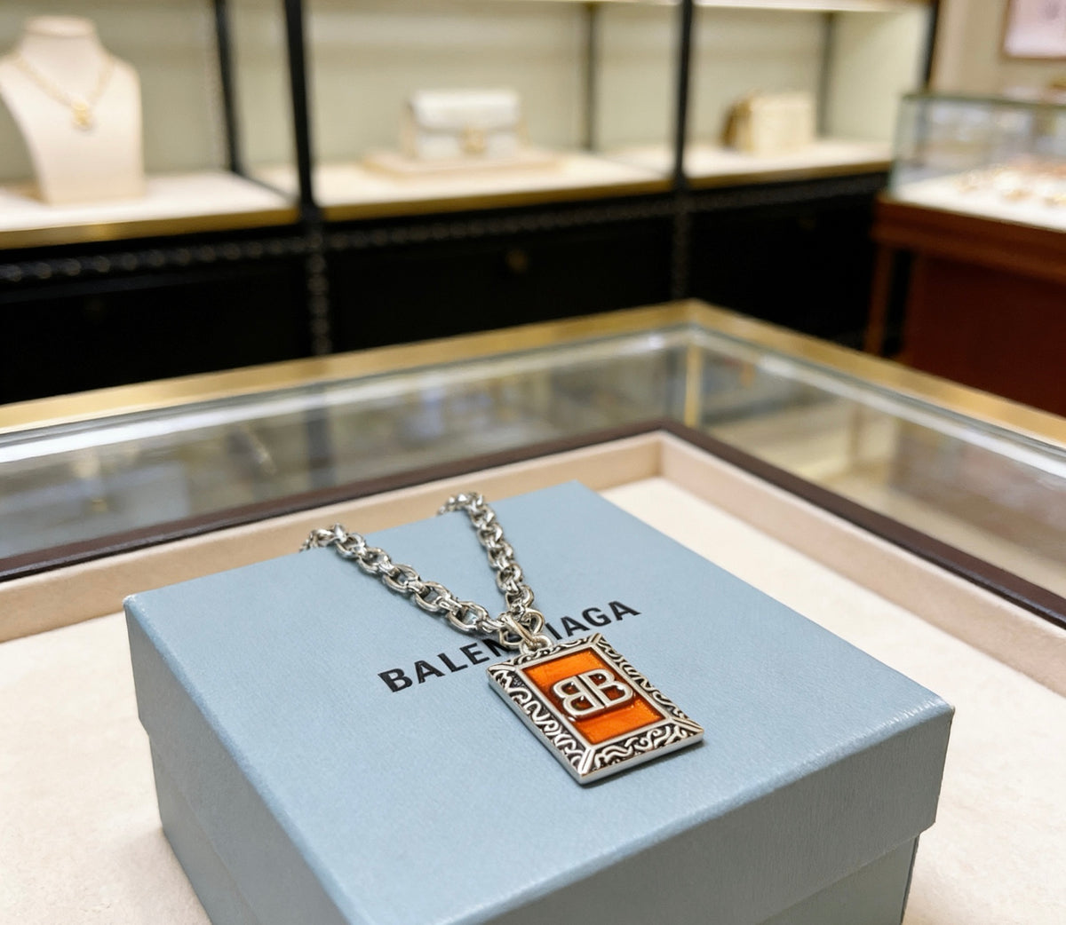 Martin Graham pendant necklace in polished metal-tone – front product view