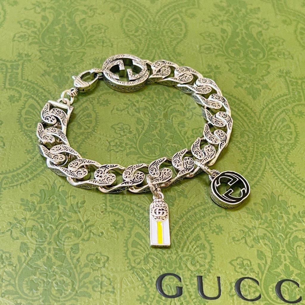 Geometric Emblem Bracelet in Polished Metal-Tone – Design 015 main product view