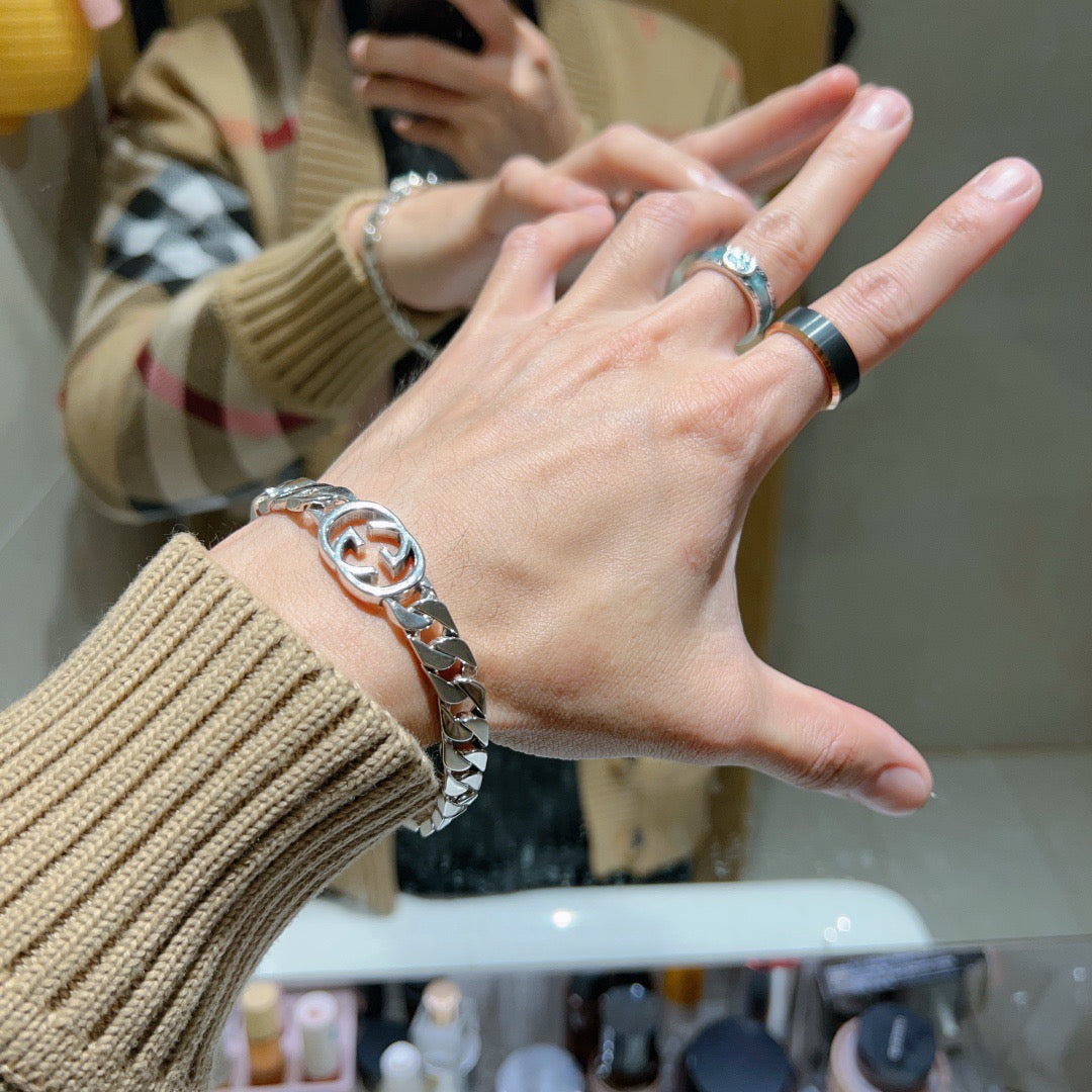 Floral Bracelet in Polished Metal-Tone – Design 004 styled product view