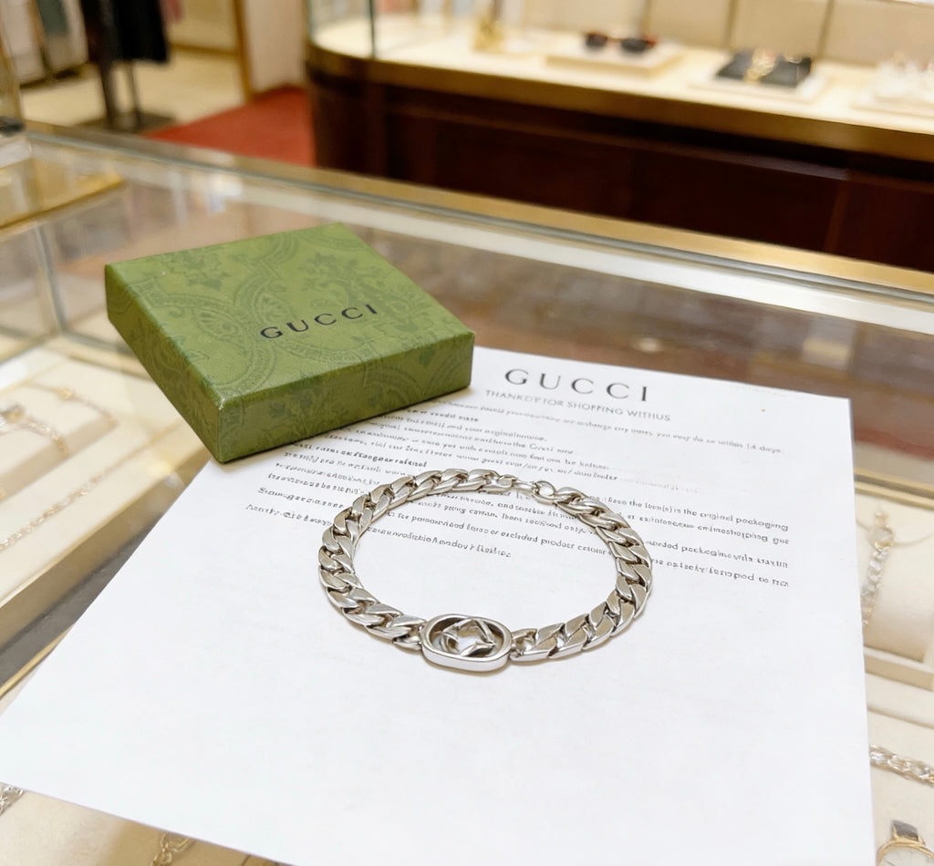 Floral Bracelet in Polished Metal-Tone – Design 003 front product view