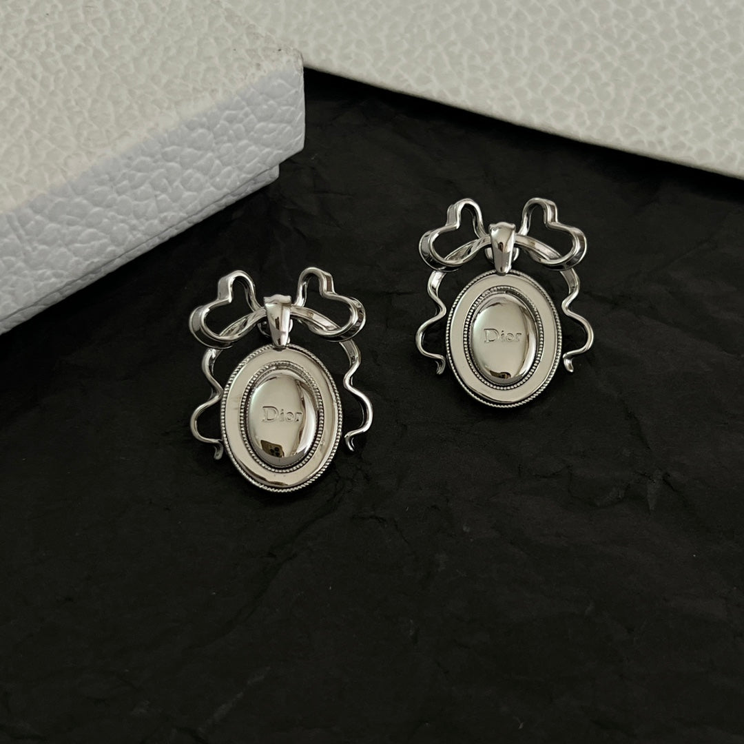 Sculptural Stud Earrings in Polished Metal-Tone – Design 001 front view