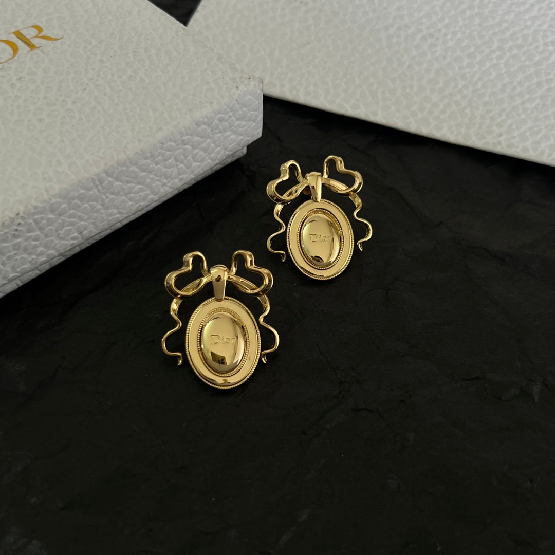 Sculptural Stud Earrings in Polished Metal-Tone – Design 002 front view