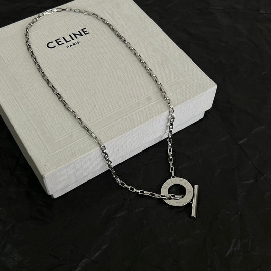 Signature Emblem Pendant Necklace in Polished Metal-Tone – Design 01 main product view