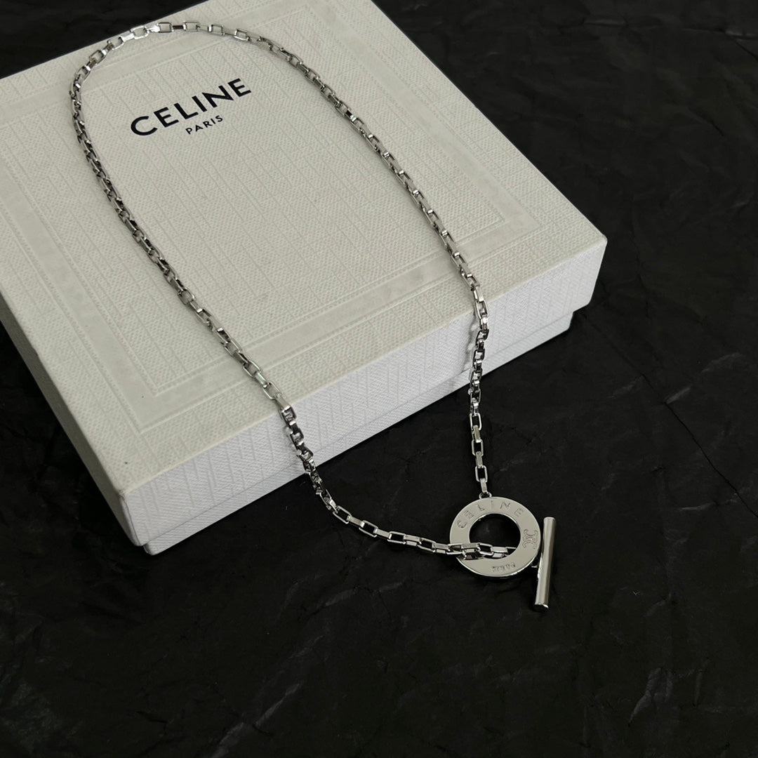 Signature Emblem Pendant Necklace in Polished Metal-Tone – Design 01 main product view