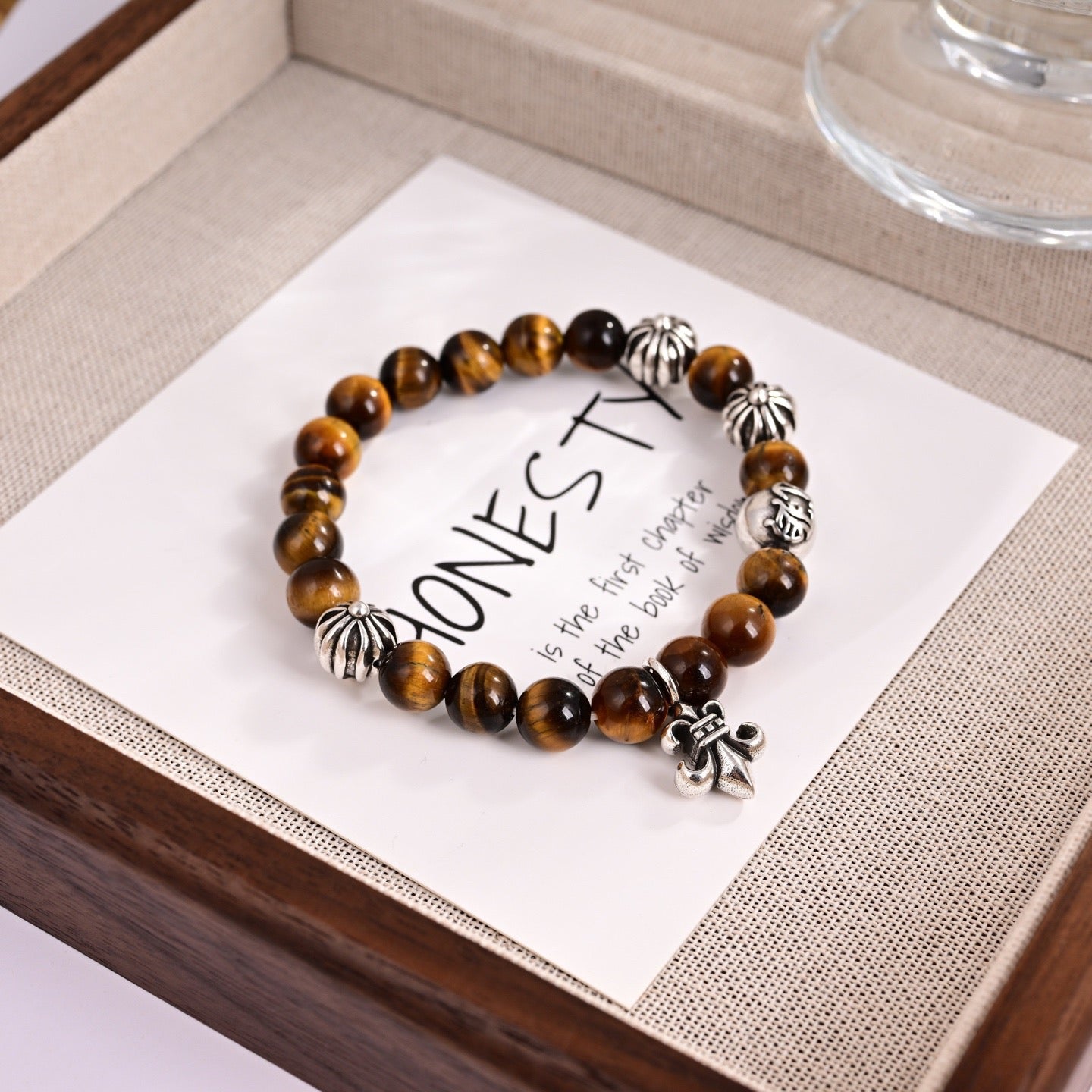 Cross Statement Bracelet in Metal-Tone – Design 11 side detail