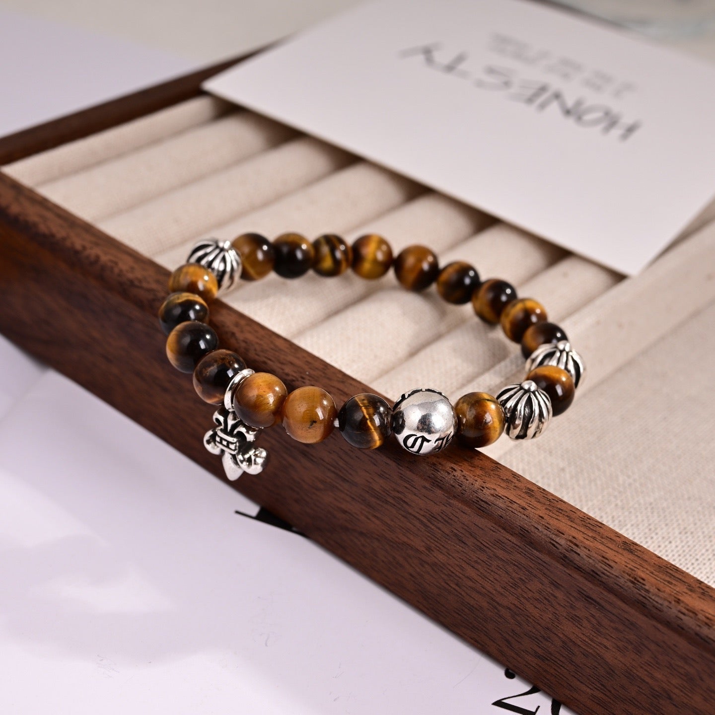 Cross Statement Bracelet in Metal-Tone – Design 11 close-up detail