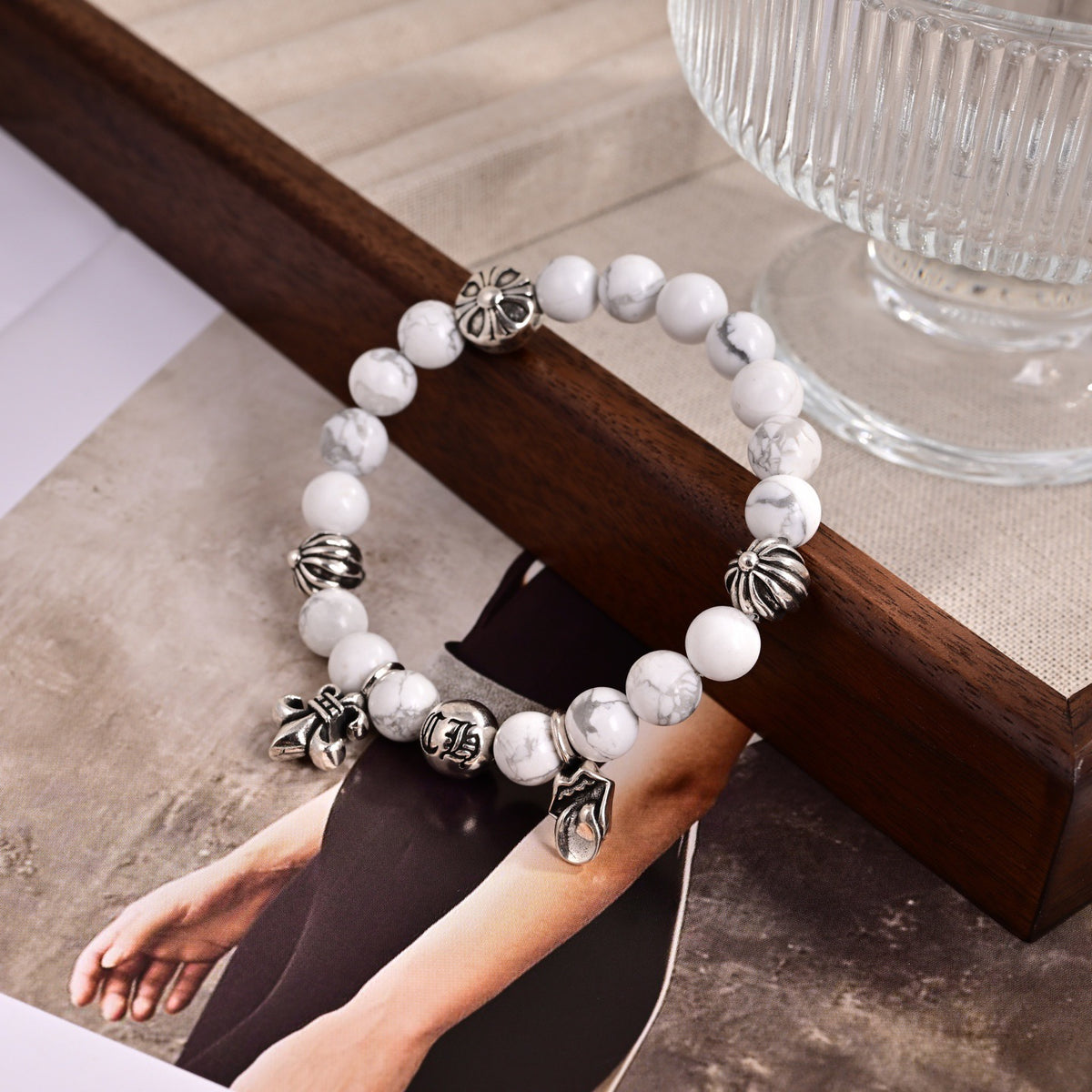 Cross Statement Bracelet in Metal-Tone – Design 10 detail view