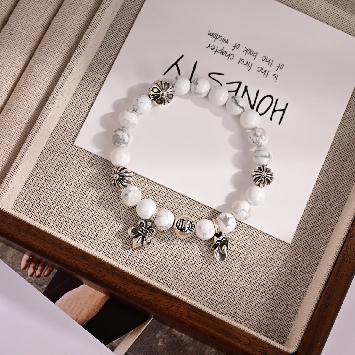 Cross Statement Bracelet in Metal-Tone – Design 10 side detail