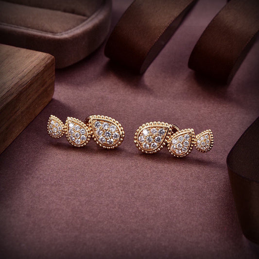 Geometric Emblem Stud Earrings in Polished Metal-Tone – Design 002 main product view