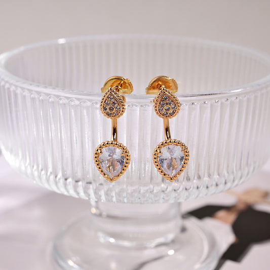 Geometric Emblem Stud Earrings in Polished Metal-Tone – Design 001 main product view
