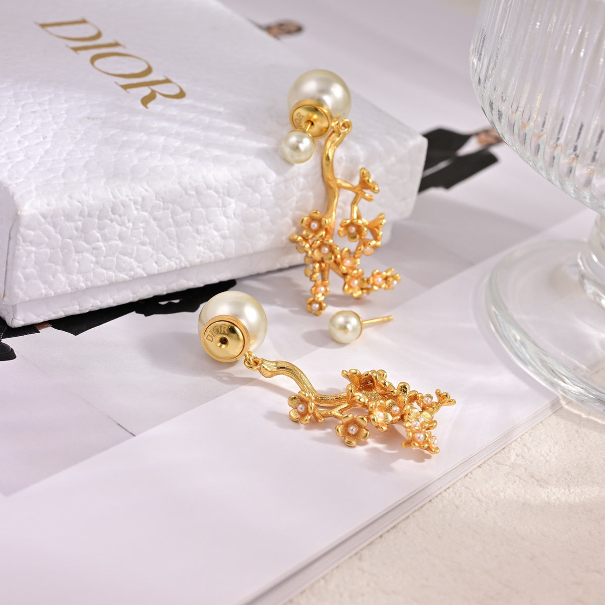 Graphic Letter Motif Statement Earrings in Polished Metal-Tone – Design 015 front view