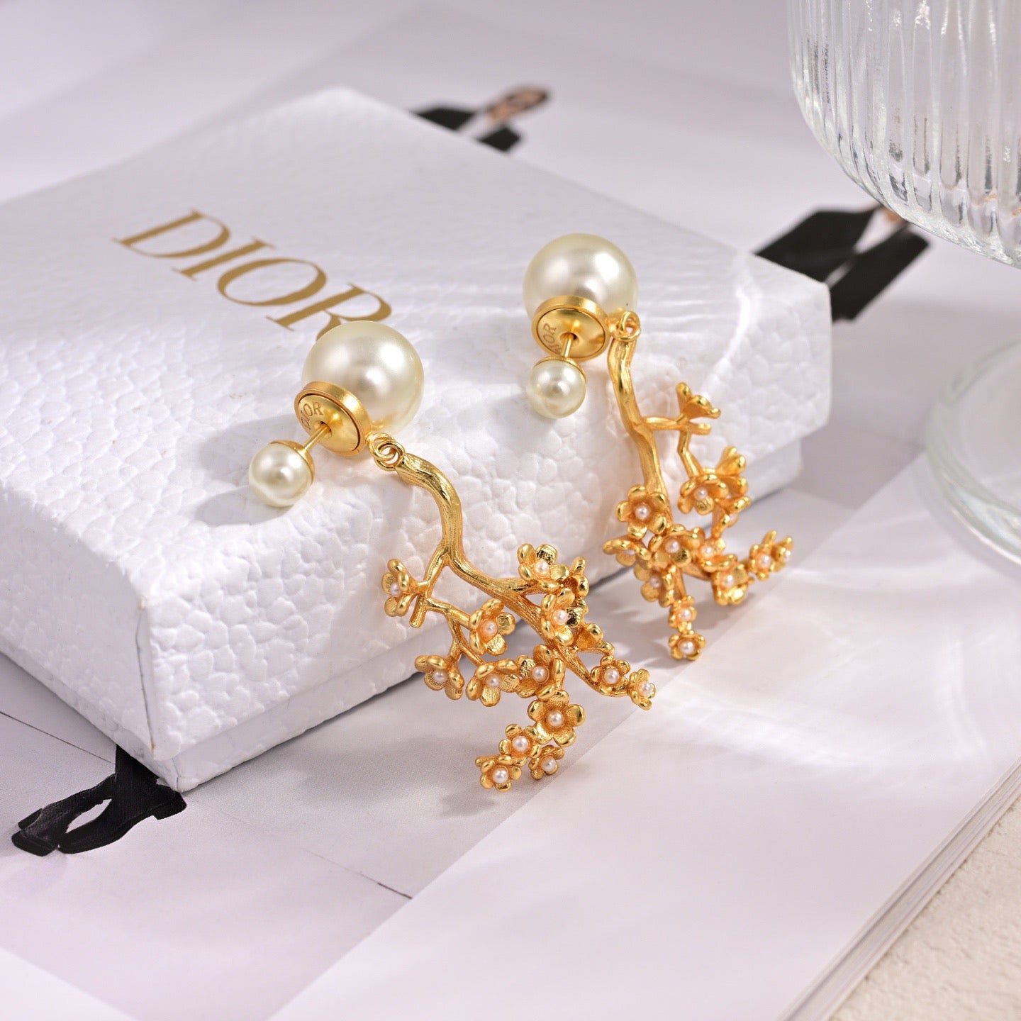 Graphic Letter Motif Statement Earrings in Polished Metal-Tone – Design 015 side detail
