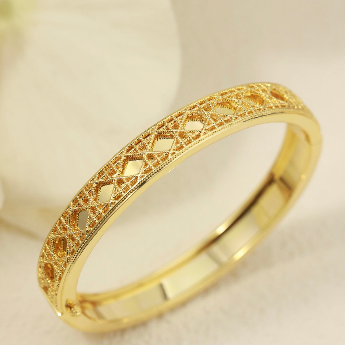 Sculptural Statement Bracelet in Polished Metal-Tone – Design 003 side detail